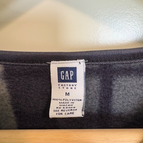 Vintage 90s Gap Factory Grey & Black Plaid Fleece Zipper Jacket Women's Size M - Picture 3 of 5